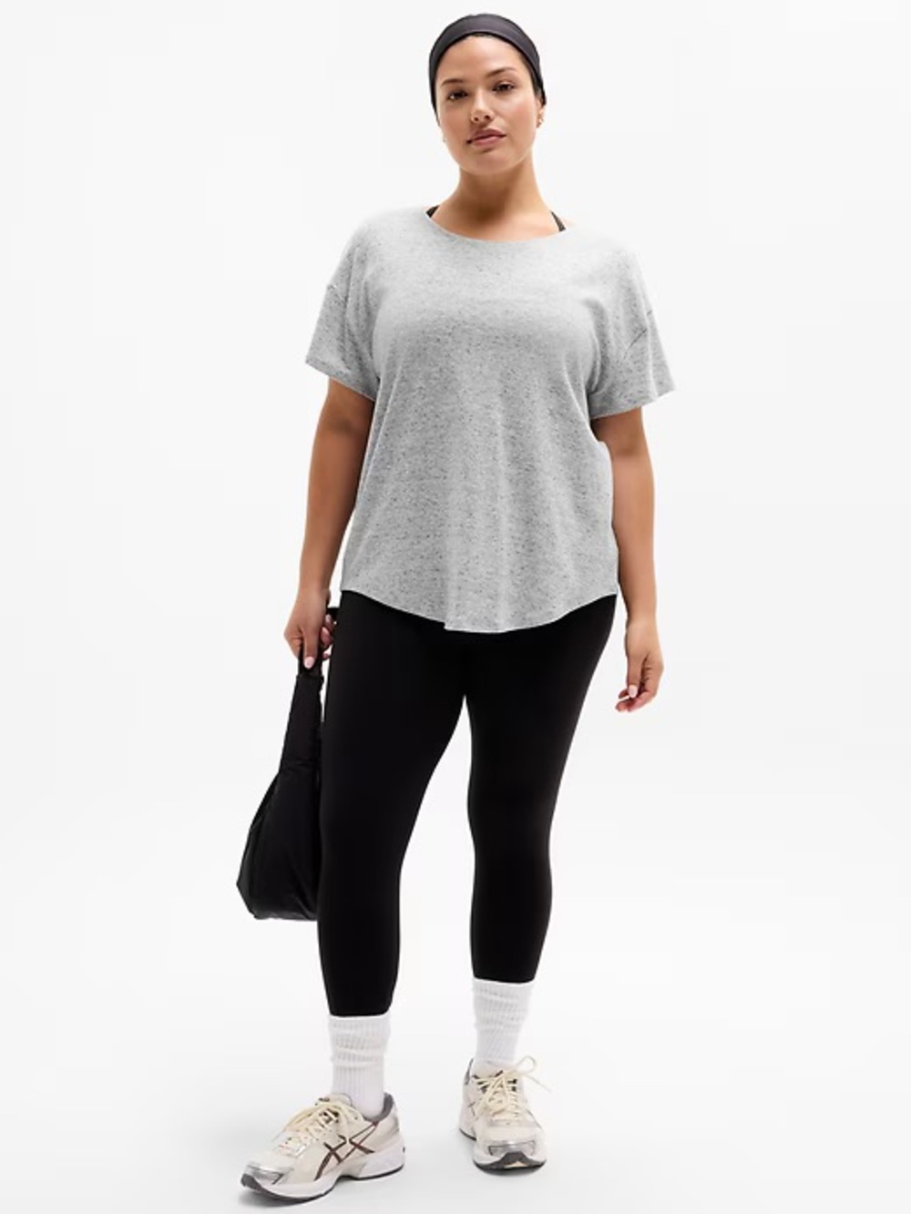 Athleta ‘With Ease’ Light Heather Gray Crew Neck Tee - Loose Fit